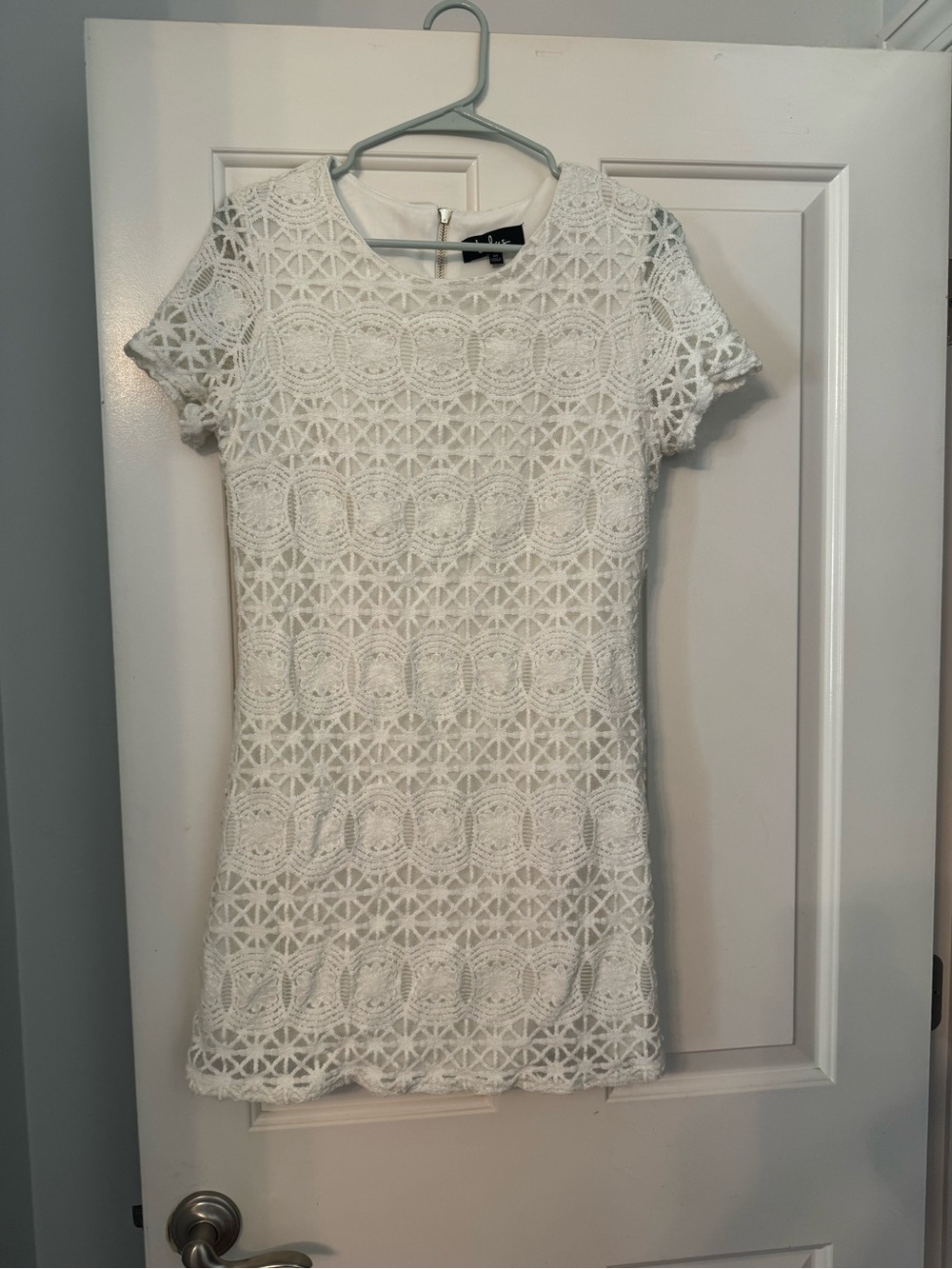 Lulu's White Crochet Lace Mini Dress